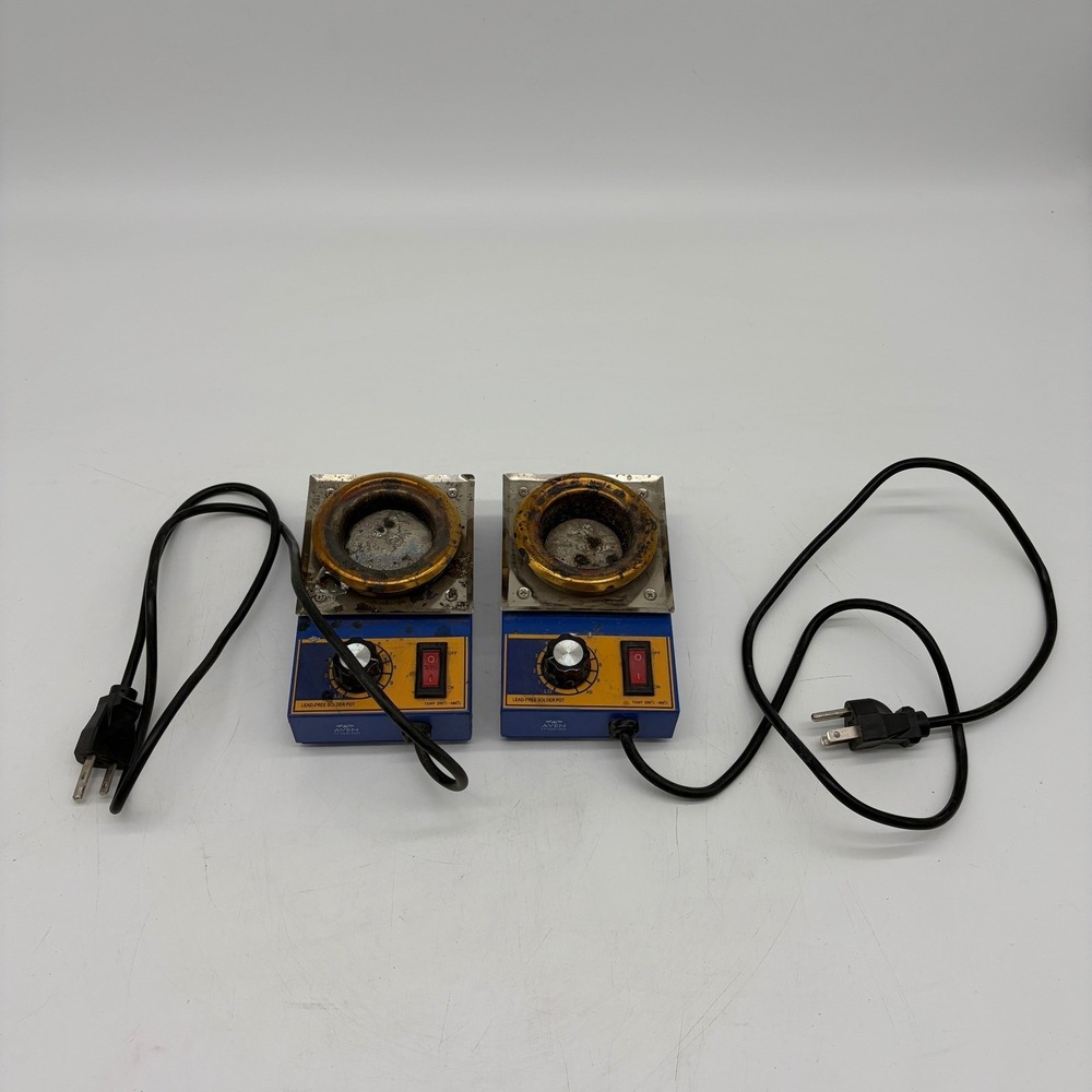 Lot of 2 Aven Lead-Free Solder Pots 120V 200C-480C Adjustable Temperature Blue
